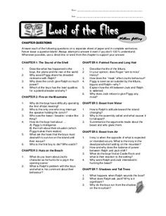 the lord of the flies worksheet is shown in black and white with text