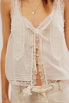 Forevermore Tank | Free People Slouchy Jeans, Loose Clothing, Mini Robes, Loose Outfit, Lightweight Tops, Dress Jewelry, Sheer Lace, Cotton Style, V Neck Tops