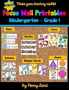 a bulletin board with pictures and words for children to use on the back of it