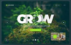 the word grow is displayed on top of a website page with an image of a plant