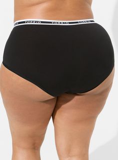 A Torrid logo waistband frames the top of a soft and stretchy panty that provides coverage and sits high on the comfort meter. Matching style(s): Search 11359245. Full coverage. Cotton/spandex. Wash warm; dry low. Imported plus size underwear. The best plus size women's cotton mid-rise brief logo panty boyshort panties in rich black made of cottonspan. You'll want to wear these basics every day. Black Bottoms With Logo Waistband, Black Bottoms With Logo Waistband In Elastane, Stretch Briefs With Logo Waistband, Solid Sports Bottoms With Logo Waistband, Stretch Bottoms With Logo Waistband For Loungewear, Big Stomach, Black Dating, Abs And Cardio Workout, Swing Set