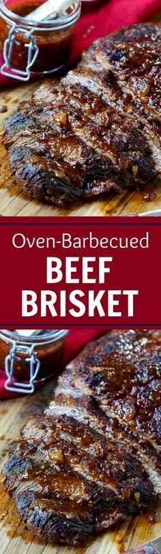 oven barbecued beef brisket on a cutting board