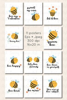 bee nursery wall art printables for baby's room or kids's bedroom