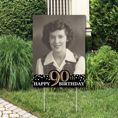 PRICES MAY VARY. Custom Adult 90th Birthday - Gold Party Photo Yard Decoration INCLUDES a custom outdoor yard sign and 2 sturdy stakes for displaying. PERFECT FOR ANY LOCATION! Custom Adult 90th Birthday - Gold Yard Sign SIZE 17 inches wide x 23 inches tall. 90th birthday yard decor is an easy way to decorate for a birthday party. Display at home or any party venue - Both adults and kids will love these Adult 90th Birthday - Gold party supplies. CUSTOM PARTY SUPPLIES: Simply click "Customize Now Party Photo Decorations, Outdoor Birthday Party Decorations, 80th Birthday Party Decorations, Photo Decorations, Diy Halloween Dekoration, 80th Birthday Decorations