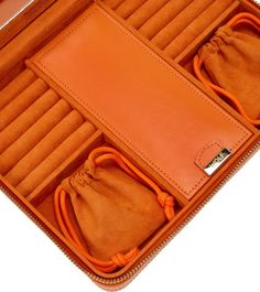 Maria Large Zip Case | WOLF Fine Jewelery, Wolf Design, Jewelry Safe, Large Jewelry, Travel Collection, Orange Leather, Anniversary Bands, Silver Pieces, Jewelry Case