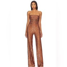 Camila Coelho Callie Jumpsuit In Chocolate Sequins. Brand New With The Tags Still Attached. No Visible Flaws Size Small Beautiful Chocolate Brown Self: 100% Poly Ground With Pet Sequins Lining: 97% Poly 3% Spandex Hand Wash Cold Allover Sequin Embellishment This Is The Strapless Version Hidden Back Zipper Closure Perfect Dress For A Holiday Party, Fall Wedding, Black Tie, Cocktail, New Year’s Eve Length: 47” Inseam 31.5 Inches, Hips 20 Inches, Bust 15.5 Inches Reformation Anthropologie Zara Lna Glamorous Fitted Strapless Jumpsuit For Gala, Fitted Jumpsuits And Rompers For Gala In Summer, Fitted Jumpsuits And Rompers For Summer Gala, Fitted Summer Jumpsuits And Rompers For Gala, Fitted Strapless Jumpsuit For Summer Gala, Strapless Fitted Jumpsuits And Rompers For Gala, Chic Sequined Jumpsuits And Rompers For Gala, Fitted Sequin Pantsuit For Evening, Fitted Pantsuit For Formal Party Season