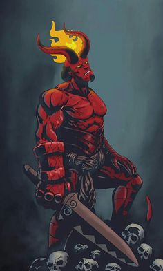 Hellboy Comic Art, Hellboy Drawing, Hell Wallpapers, Hellboy Fanart, Zombie Apocalypse Outfit