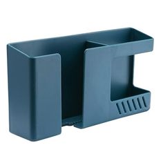 a blue plastic cup holder on a white background