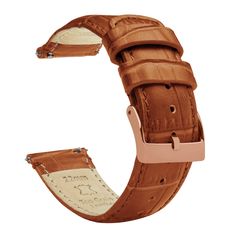 Our toffee brown Alligator Grain Leather quick release watch bands feature a 2mm taper from watch head to buckle and are padded for style and comfort. Crafted from hand-selected top grain leather and embossed with premium alligator texture, these straps are sure to be the envy of your town (or at least your break room). Pair with our Silicone or Canvas Quick Release to take full advantage of the opportunity to 'Switch it Up' between your office and the gym. Swap in Seconds: Integrated quick rele Panerai Straps, Nato Strap Watches, Horween Leather, Leather Watch Band, Light Brown Leather, G Shock Watches, Grain Texture, Brown Leather Strap, Gunmetal Grey