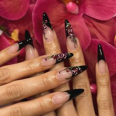 French Tip Almond, Black French Tip Nails, Vacay Nails, Nail Options, Work Aesthetic, Goth Nails