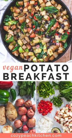 vegan potato breakfast collage with text overlay