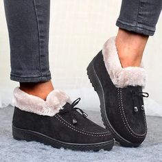 US$ 29.99 - Women's Low Heel Warm Non-slip Cotton Shoes - www.lookshepretty.com Suede Shoe Style, Faux Fur Heels, Boots Low Heel, Round Toe Boots, Ankle Snow Boots, Womens Low Heels, Basket Sport, Fur Heels