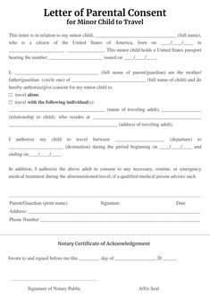 the letter of parental consent for children to school