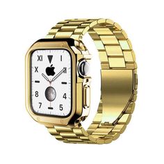 Apple watch Silicone case & stainless Steel band - Gold - Gold & Cherry Apple Watch Bands Mens Gold, Apple Watch Gold, Apple Watch Stainless Steel, Rose Gold Apple Watch, Smart Watch Apple, Apple Watch 1, Apple Watch Series 2, Apple Watches, Apple Watch Case