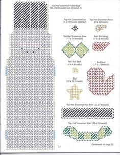 a cross stitch pattern with different designs on it and instructions to make the patterns for each piece