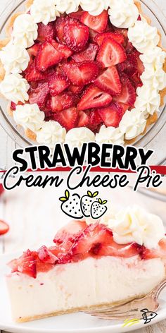 Enjoy the strawberry season with this strawberry cream cheese pie that is full of fresh berries and a smooth cheesecake filling.