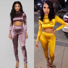 Fashionnova Satin Top & Pants Set - Dusty Plum - Medium “Shine On Honey Satin Set” - New With Tags Stretch Long Sleeve Pant Set For Party, Fitted Long Sleeve Two-piece Set For Night Out, Fitted Two-piece Pant Set For Party, Fitted Two-piece Bottoms For Fall, Fitted Matching Pant Set For Fall, Fitted Pant Set For Night Out, Fitted Pant Set For Fall Party, Chic Full Length Stretch Sets, Fitted Pant Set For Night Out In Fall