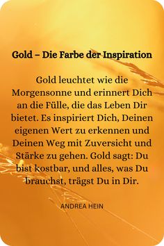 an orange background with the words gold - die farbe der inspirationation in german