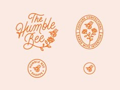 the logo for the bumbee bee is shown in orange and white, with two bees on