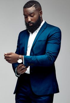 Black Men Headshots, Blazer Suit For Men, Corporate Beard, Beard Styles For Black Men, Black Men Beard Styles, Beard Styles Short, Black Men Beards, Wedding Party Wear, Costume Noir