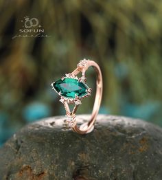 ► FEATURES Center Stone: 1 carat 10x5mm Marquise Cut Lab Emerald Side Stone: 0.11 carat Moissanite The stones of the ring can be replace with other different kinds of gemstone such as morganite, aquamarine, amethyst, citrine, white CZ, opal, moissanite, alexandrite, moss agate, etc.  If you want to customize your own personal ring, please feel free to contact me. ► PROCESSING & SHIPPING Processing time: 3-4 weeks after placing order,  International Buyers Please Note: In some cases additional cu Luxury Marquise Cut Birthstone Ring, Luxury Marquise Birthstone Promise Ring, Vintage Rings Emerald, Opal Emerald Engagement Ring, Emerald Engagement Ring Marquise, Emerald Marquise Engagement Ring, Green Marquise Engagement Ring, Marquise Emerald Ring, Emerald Marquise Ring