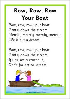 an image of a poem with the words row, row, row your boat on it