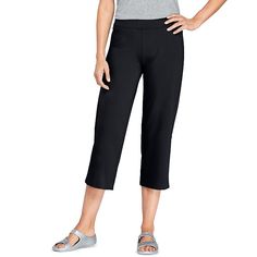 Your search for the perfect knit crop pant is over. These petites' Lands' End straight-leg cropped pants feature a flattering fit and a soft jersey construction, giving you the best of both worlds. Your search for the perfect knit crop pant is over. These petites' Lands' End straight-leg cropped pants feature a flattering fit and a soft jersey construction, giving you the best of both worlds. Easy, pull-on styling Soft jersey construction with just the right amount of stretch 1 hidden zipper poc Solid Color Pull-on Style Capris, Casual Stretch Capri Length Bottoms, Versatile Cropped Leg Bottoms With Comfort Stretch, Casual Comfort Stretch Cropped Leg Capris, Casual Comfort Stretch Capri Pants, Stretch Capri Pants With Elastic Waistband, Loosely Fitted Capris With Elastic Waistband, Comfortable Relaxed Fit Capri Bottoms, Versatile Stretch Capri Pants