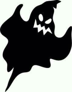 a black and white silhouette of a ghost