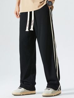 Embrace vintage elegance with our Vintage Striped Straight Pants. Created from soft polyester, these pants provide a comfortable fit all day long. The impressive striped design adds a twist to your look. Enhance your wardrobe with this fashion-forward piece that effortlessly combines style and comfort. Specifications: Material: Polyester Package included: 1*Pants Size Chart (inches): .size-chart { width: 100%; border-collapse: collapse; } .size-chart th, .size-chart td { border: 1px solid #ddddd Casual Wide Leg Sweatpants With Contrast Stripes, Striped Straight Leg Pants For Streetwear, Casual Black Bottoms With Vertical Stripes, Black Wide-leg Pants With Vertical Stripes, Casual Wide Leg Pants With Contrast Stripes, Striped Straight Leg Bottoms For Streetwear, Casual Straight Leg Pants With Contrast Stripes, Black Bottoms With Striped Hem For Spring, Casual Wide Leg Pants With Striped Hem