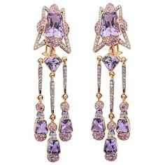 'Soul Healer' Amethyst & Sapphire and Diamond Earrings Rose Gold 18 K, Diamond 1.33 Carat, Sapphire Pink 3.48 Carat, Amethyst 24.61 Carat Luxury Fusion Chandelier Earrings With Gemstones, Luxury Intricate Amethyst Jewelry, Amethyst High Jewelry, Luxury Exquisite Gemstone Earrings, Luxury Lavender Earrings As Gift, Luxury Purple Earrings For Evening, Luxury Amethyst Earrings With Gemstone Accents, Luxury Purple Multi-stone Earrings, Sapphire And Diamond Earrings