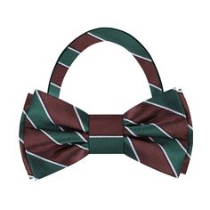 Brown/Green Stripe Bow Tie Pre tied