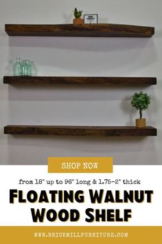 walnut floating shelves, dark wood shelves, espresso floating shelves, dark wood floating shelves, walnut wall shelf, black walnut shelf , Live Edge Shelves, Floating Wood Shelf - Walnut