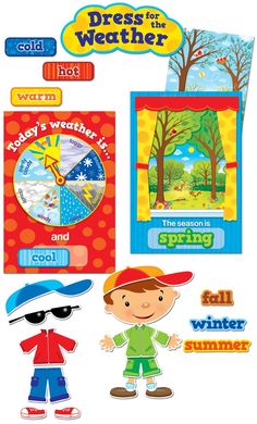 an assortment of children's books with the words, weather and spring on them