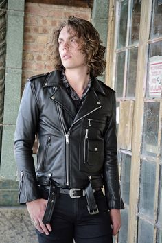 A collection staple, the Logan leather jacket.⁠ Fitted Moto Leather Jacket With Pockets, Moto Style Fitted Leather Jacket With Pockets, Fitted Moto Biker Jacket With Pockets, Outfits Rock, Slim Fit Shorts, Leather Jacket Men, Leather Jackets, Leather Jacket, Slim Fit