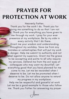 a prayer for protection at work with tulips