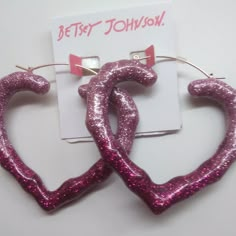 2-1/2" Iridescent, Wavy Tubular Heart Fading From Lavender At Top To Magenta At Point. Secure Fasteners. Gold Fixings. Retail - $35. Nwt Trendy Heart-shaped Hoop Earrings For Party, Trendy Heart Hoop Earrings For Party, Valentine's Day Heart Shaped Hoop Earrings For Party, Valentine's Day Heart Hoop Earrings For Party, Mcbling Jewelry, Ca Cupid, Hot Pink Jewelry, Dreamy Jewelry, Wishlist Clothes