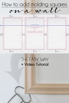 an easy way to add molding squares on a wall with the video guide below