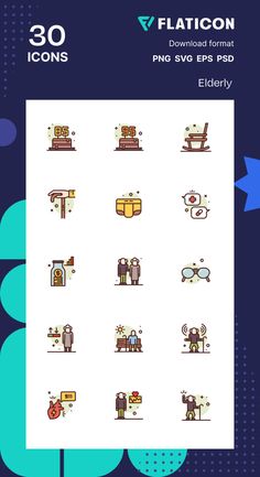 the flat icon set includes different types of people and things that can be seen in this image