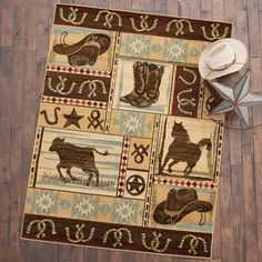 Wrangler Cowboy Rug - 2 x 3 Western Rugs Living Room, Cow Rugs, Cowboy Rugs, Western Rugs, Sport Decor, Wrangler Cowboy, Rugs Living Room, Living Room Area Rugs, Western Decor