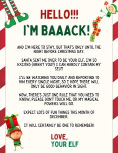 an elf's letter to someone on christmas day