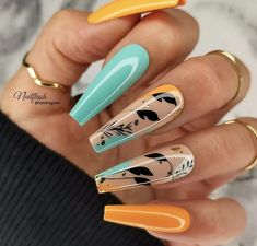 Nail Flash, Colourful Nails, Uñas Acrilicas, Trendy Nail Design, Acrylic Nails Coffin, Fall Nail, Fire Nails, Fall Nail Designs