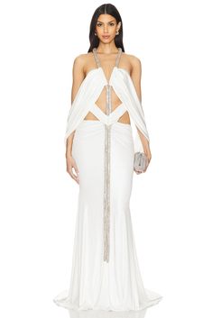 White Luxury Evening Dress For Gala, Luxury White Evening Dress For Gala, White Evening Dress For Gala, Luxury White Evening Maxi Dress, Luxury White Maxi Dress For Evening, White Luxury Maxi Dress For Gala, Luxury White Maxi Dress For Gala, Party Frocks, Draped Fabric