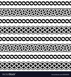 a set of black and white celtic patterns