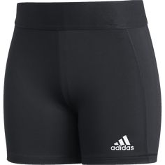 adidas Women's Tech Fit 4" Spandex Short. Body-hugging training shorts make with the latest in adidas technology. Techfit is made to wrap the body with a locked-in, compression feel that supports, while at the same time provides freedom of movement. Flatlock seam prevents chafing. Moisture wicking climacool fabric for quick-drying comfort. 85/15 Polyester/elastane. Volleyball Spandex Shorts, Adidas Shorts Women, Volleyball Spandex, Volleyball Shorts, Pink Venom, Shorts Adidas, Volleyball Outfits, How To Hem Pants, Adidas Shorts