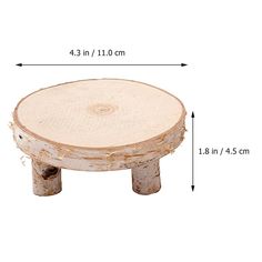 a small wooden stool with measurements for the top and bottom section, showing how high it is