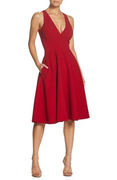 Catalina Tea Length Fit & Flare Dress,                         Main,                         color, Garnet Garnet Dress, Flare Cocktail Dress, Fit And Flare Cocktail Dress, Red Sleeveless Dress, Daily Clothes, Ideal Wardrobe, Engagement Dress, Dress The Population, Tea Length