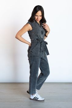 Elevate your style with our Wishful Thinking Black Washed Denim Jumpsuit. Versatile and chic, layer with a long sleeve or mesh top for warmth or dress up with heels for an elegant touch. Complete the look with tennis shoes for a casual yet sophisticated vibe. There is a zipper going down the front and removable belt. We recommend getting your true size. Ally is 5'5 and is wearing a size small Machine Wash Cold Tumble Dry Low 97% Cotton & 3% Spandex Chic Non-stretch Cotton Denim Jumpsuit, Fitted Casual Denim Jumpsuit With V-neck, Casual Jumpsuits And Rompers For Fall Night Out, Chic Denim Jumpsuits And Rompers For Night Out, Chic Dark Wash Jumpsuits And Rompers With Pockets, Casual Fitted Denim Jumpsuit With V-neck, Fitted Denim Jumpsuit With V-neck In Casual Style, Casual Denim Jumpsuit For Workwear, Spring Denim Jumpsuits And Rompers For Night Out