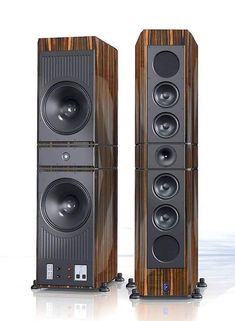 two speakers sitting side by side on top of each other