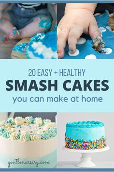 the words 20 easy and healthy smash cakes you can make at home on top of photos