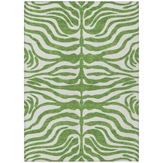 a green and white rug with zebra print